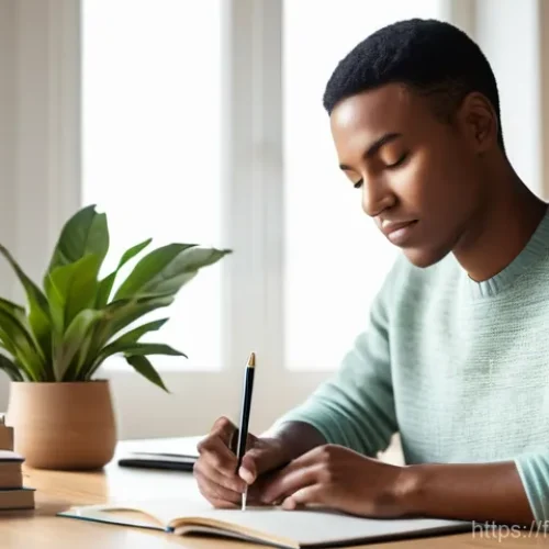 컴퓨터그래픽스운용기능사 시험장의 긴장감 극복 팁 - **Prompt Title: Visualizing Success in a Serene Workspace**
    **Description:** A young adult (20s-...
