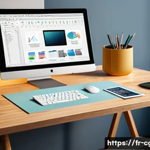 컴퓨터그래픽스운용기능사 실기 시험장에서 주의할 점 - A modern, clean workspace setup for a digital art exam: a neat desk with a high-resolution monitor d...