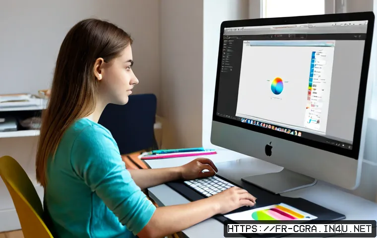 컴퓨터그래픽스운용기능사 초보자를 위한 가이드 - Photorealistic beginner digital design workspace in a bright French apartment, young adult learner u...