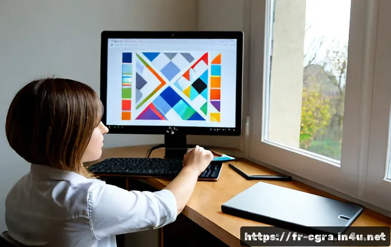 컴퓨터그래픽스운용기능사 자격증 실기 작업형 연습법 - Photorealistic French vocational student practicing a computer graphics practical exam at a clean ho...